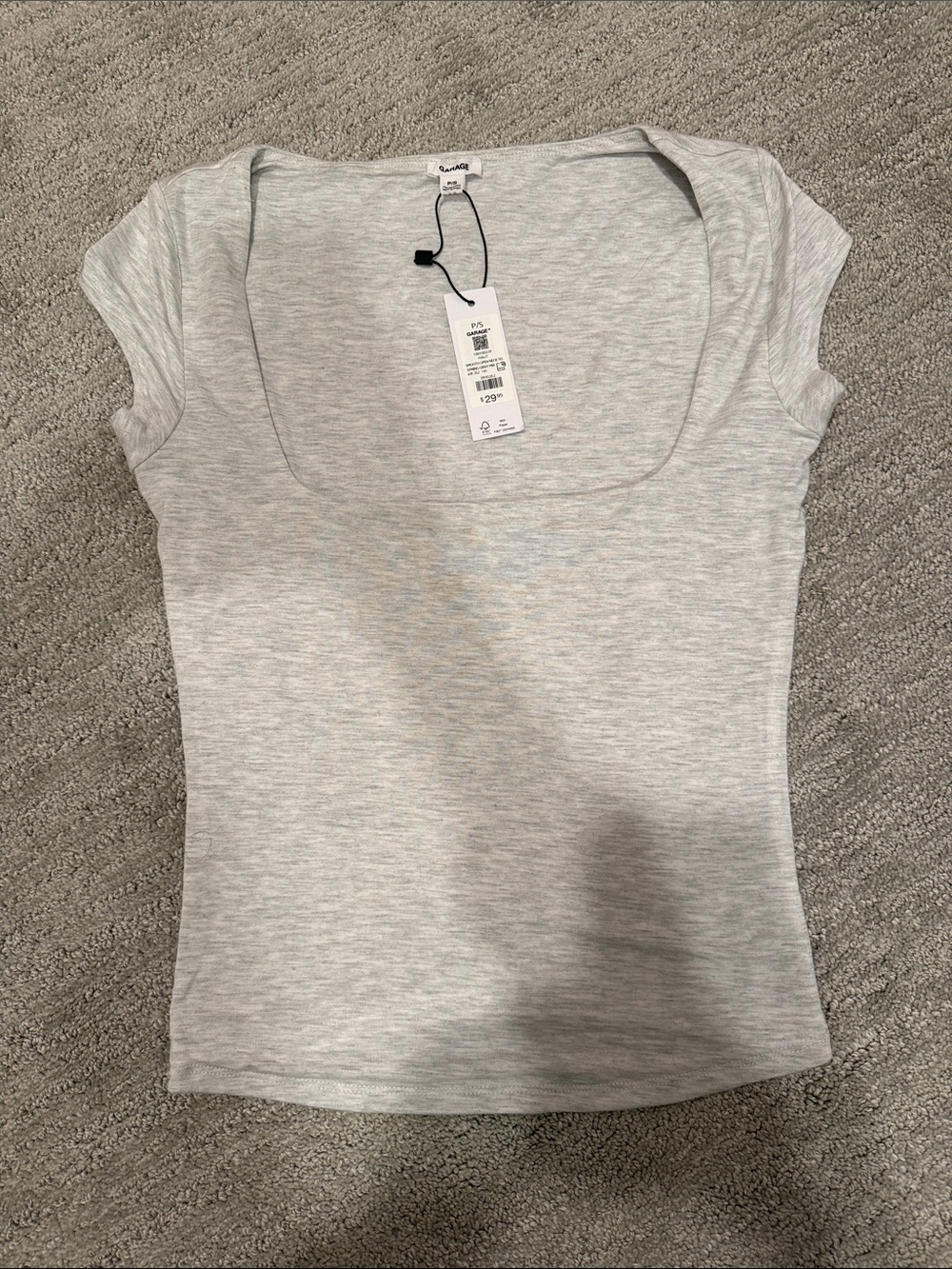 Garage Scoop Neck Cap Sleeve Top - Light Gray